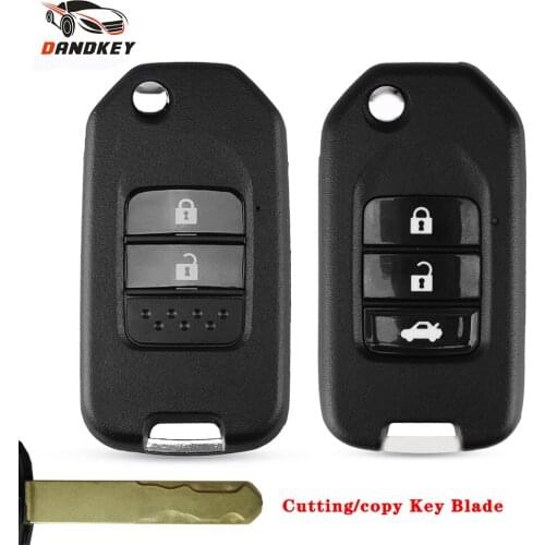 Dandkey Modified 2/3 Button Smart Remote Key Fob Case For Honda Civic City Fit HRV XRV Folding Flip Auto Car Key Shell Cut Blade