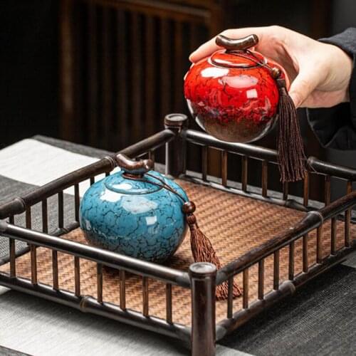 Cjinese Style Clay Pot Tea Jar Ceramic Tea Barrel Black Tea Sealed Tank Storage Box Tea Caddy China Kung Fu Tea Puer Teacaddy