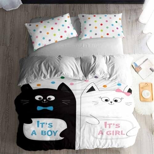 HELENGILI 3D Bedding Set Lovely cartoon cats Print Duvet cover set bedclothes with pillowcase bed set home Textiles