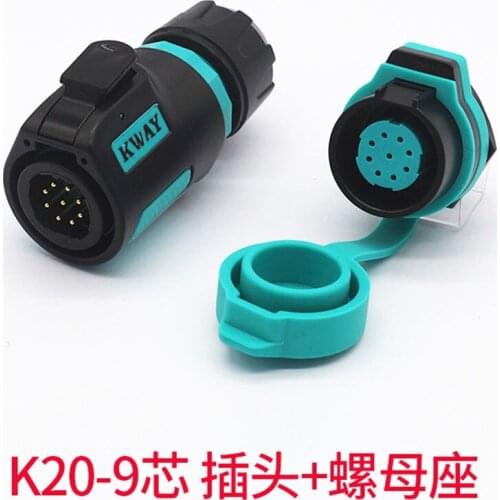 K20 Gold Plated Multi Core Waterproof Aviation 9Pin Signal Electric Adapter Panel/Cable Wire Quick Lock M20 IP68 Connector 9 Pin