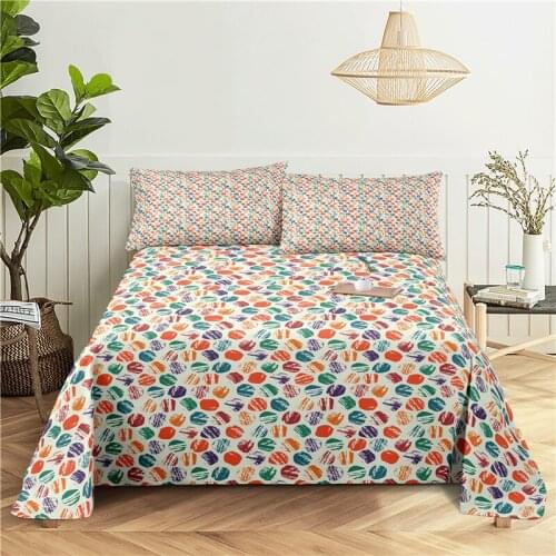 Colorful Bedding Sheet Home Digital Printing Polyester Bed Flat Sheet With Pillowcase Print Bed Sheet