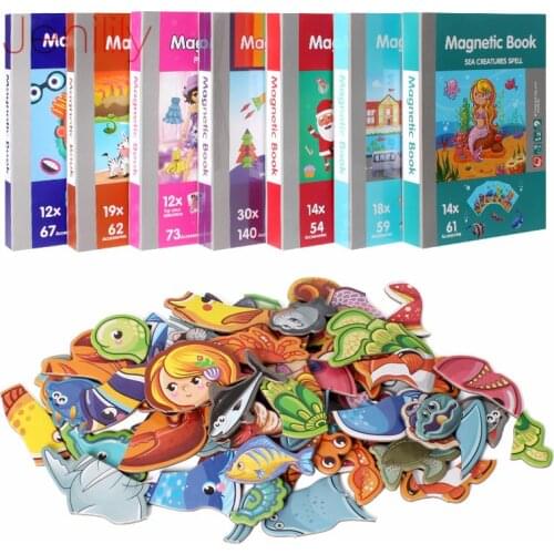 6 Styles Cartoon 3D Spell Book Magnetic Puzzle for Children Vehicle Animal Cognition Puzzle Educational Toys Kids juguetes