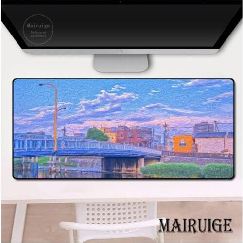 Oil Painting Japanese Cities XXL Mouse Pad Table Mats Carpet Desk Pad Genshin Impact Game Component Mouse Mat for Computer Table