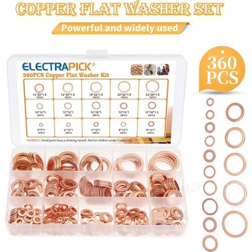 360/220/180Pcs Copper Sealing Solid Gasket Washer Sump Plug Oil For Boat Crush Flat Seal Ring Tool Hardware Accessories