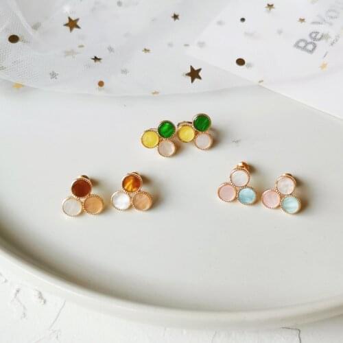 Trendy Jewerly Stud Earrings Sweet 3 Color Tone Yellow Pink Blue Greene White Resin Earrings Delicate Jewelry For Youth Girl