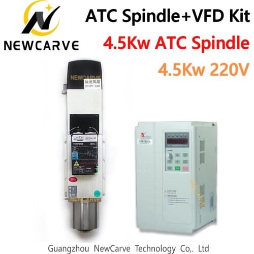 ATC Spindle Kit 4.5KW Air Cooled ISO30 Automatic Tool Change Spindle Motor+Fuling VFD Frequency Inverter 220V 380V NEWCARVE