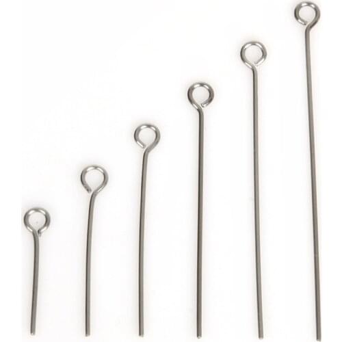 NEW 200Pcs/Bag Silver Color Eye Head Pins Stainless Steel Eye Pins Findings For DIY Jewelry Making Size 15 20 25 30 35 40MM