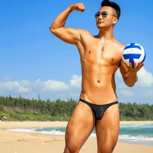 2021 New black sexy tight low waist men swimwear gay swim briefs bikini swimsuits men bathing suits different penis pouch size