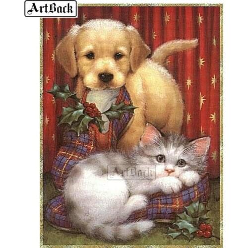 New hot Diamond Painting Cute Cat Dog Rhinestone Full Square Drill Kit Diamond Mosaic 3D Decorative Artwork ARD447