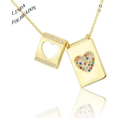 New Design Fashion Styles Gold Filled Heart Pendant For Femal Chain Necklace Top Quality Copper Zircon Jewelry Good Wedding Gift