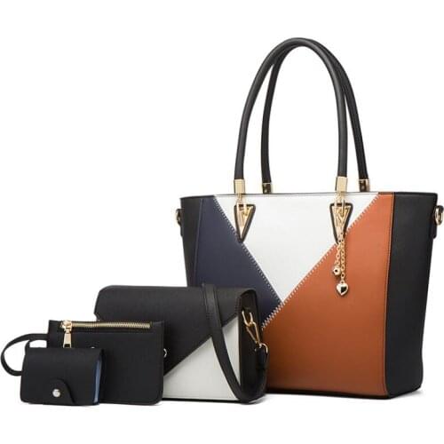 New Four Piece Set Womens Bag Fashion Stitching Shoulder Bag Tote Shopping Handbag Crossbody Bags Large Capacity Set Bag