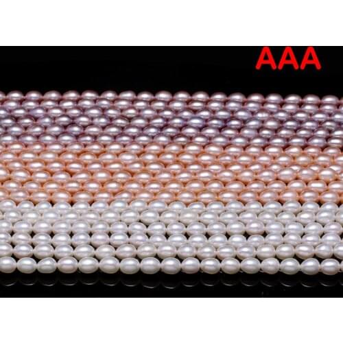 Natural Freshwater Pearl Rice Shape Handmade DIY Jewelry Bracelet Necklace with Hole for Buddha To Make A Fortune and Love 5-6mm