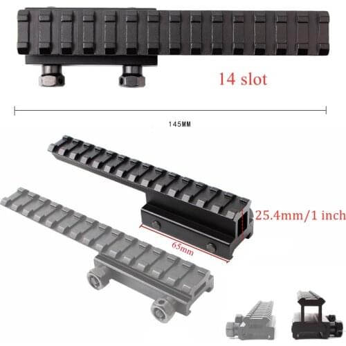 Extension Rail Mount High Riser Base Converter for 20mm Picatinny 14 Slot Weaver Rail for Riflescopes Airsoft Tactical Hunting