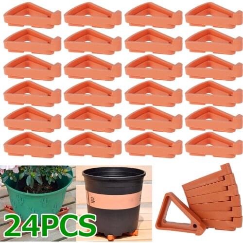 24pcs Plant Flower Pot Feet Stand Invisible Triangle Risers Toes Lifters Indoor Outdoor Garden Supplies Plant Pot Base Tray