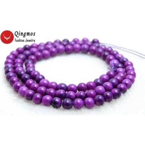 Qingmos 4mm Purple Round High Quality Natural Sugilite Beads for Jewelry Making Necklace Bracelet DIY 15'' Los763 Free Shipping