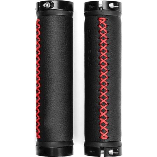 Bike Handlebar Grips, Ergonomic Design Non-Slip Microfiber Leather Bicycle Grip with Aluminum Alloy Dual Lock-on Bicycle Handle
