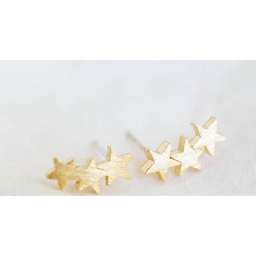 SMJEL Wholesale 30pcs-S027 Fashion Jewelry Brush Tiny 3 Linked Star Men Teens Stud earrings for Women Gifts