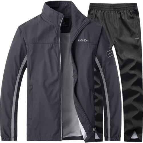 Tracksuits Men autumn Sweatshirt Sportsuit Gyms Two Pieces Jacket+Pants sets Casual Mens Track Suit Sportswear Fitness clothing