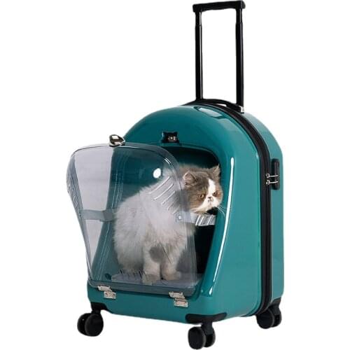 Cat Supplies Cardan Wheel leisure Portable Short Space Capsule Breathable Suitcase Travel Pet Products