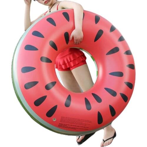 1 Set Thickened Summer Adults Swimming Ring Funny Cartoon Watermelon Floating Swim Ring Inflatable Water Toy for Vacation Travel