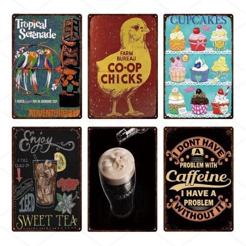 Vintage Coffee Metal Sign Tin Plaque Wall Art Decor for Kitchen Coffee Bar Cafe Decorative Retro Metal Posters Iron Painting