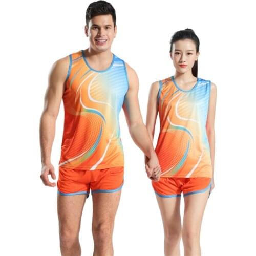 High quality Men Women Running Vest+Shorts Gym Sleeveless Track and field Shirt marathon Slim Sport Training Suits