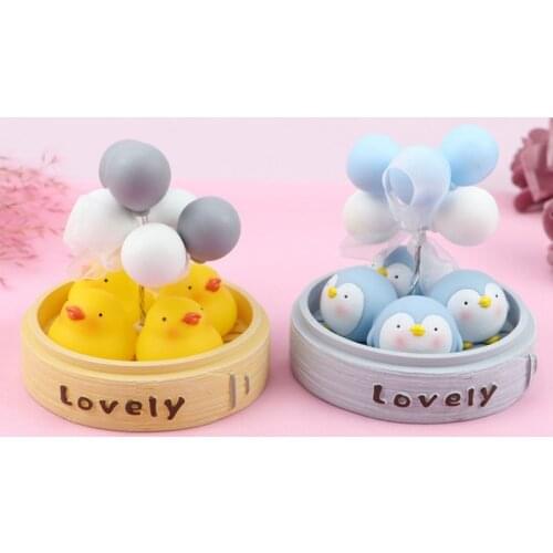 Yellow Duck Penguin Pig Rat Balloon Car Decorations Small Steamer Statue Figurine Crafts Ornament Miniatures DIY Garden Decor