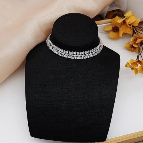 Simple Shining Zircon Crystal Choker Necklaces for Women Geometric Gold Plated Chain Necklaces Statement Jewelry