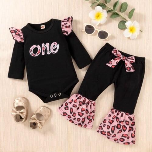 0-24 M) Female Baby Suit Autumn Small Fresh And Fashionable Embroidered Long-Sleeved Top + Flared Pants Suit платье летнее 50