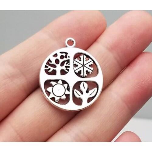 10pcs/lot--24mm, Antique silver plated Four seasons symbols charms,DIY supplies,Jewelry accessories
