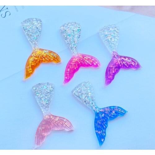 10Pcs New Resin Shiny Fishtail Flatback Cabochon Scrapbook Kawaii DIY Embellishments Accessories J08