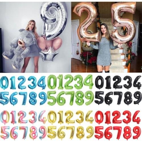 16/32/40 inch digital Foil Birthday Balloons Air Helium Number Balloon Figures Happy Birthday Party Decorations toy hot selling