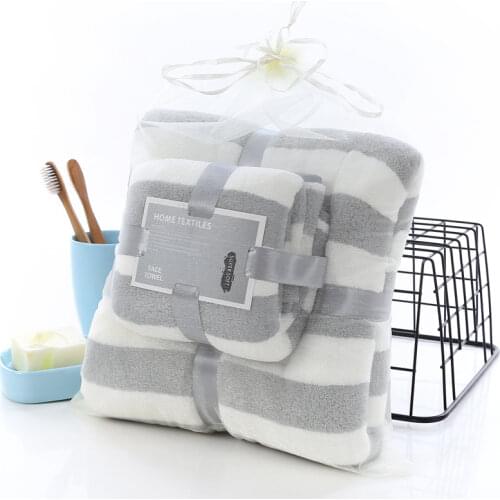 2pcs/set Bath Towel Set Solid Color Large Thick Bath Towel Bathroom Hand Face Shower Towels Home For Adults Kids