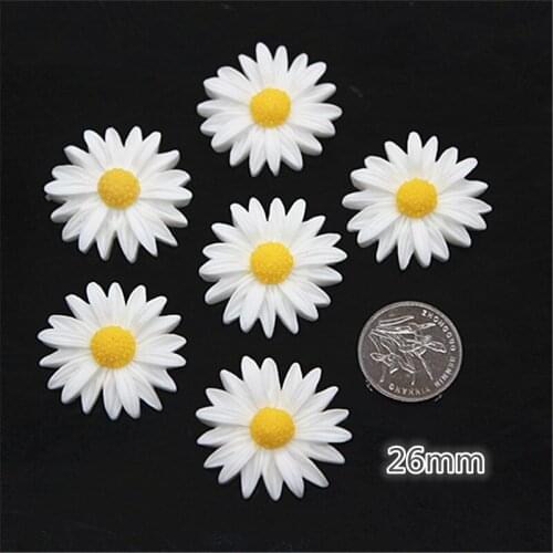20pcs 26mm Cute White Resin Daisy Flower FlatBack Cabochon DIY Scrapbooking Craft/Wedding Decoration