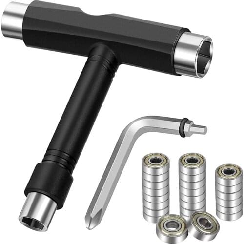 24PCS 608ZZ Skateboard Ball Bearings and All-In-One Skateboard T Tool for Skateboards Longboards Roller Skates