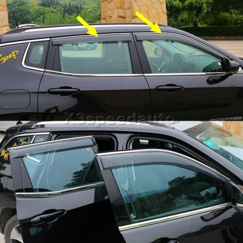 Car-styling For Jeep Compass 2017-2020 Window Visor Wind Deflector Rain Sun Guard Vent 4pcs