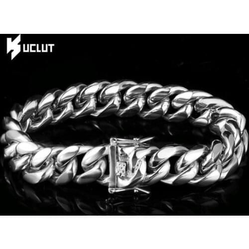 10MM Wide Curb Cuban Link Chain Bracelets for Men Women Jewelry Anti Allergy Stainless Steel Wristband Gifts