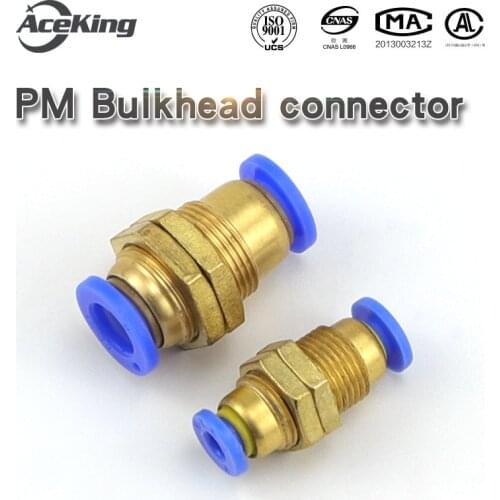 Gas pipe fast insert pneumatic fast connector acid and alkali corrosion resistance through plate baffle straight PM8 4 6 10 12