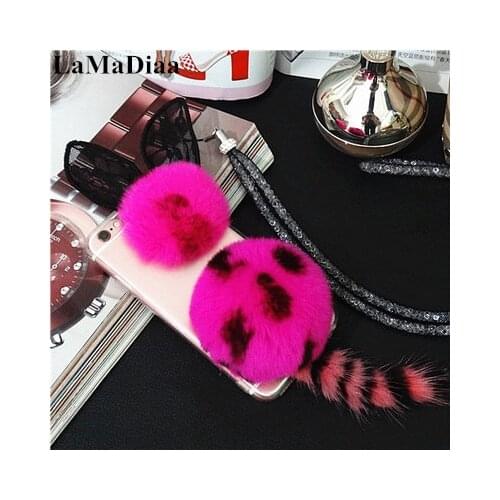 For iPhone 12 11 Pro Max X XS MAX XR 6 6S Plus 7 8 Plus Phone Case Cute Cat Ear Winter Warm Fur Ball Clear Soft Case Cover