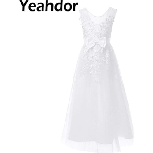 Elegant Girls Dresses Embroidered Lace Flower Girl Dress Mesh Tutu Party Vestidos Birthday Wedding Flower Girls Clothing