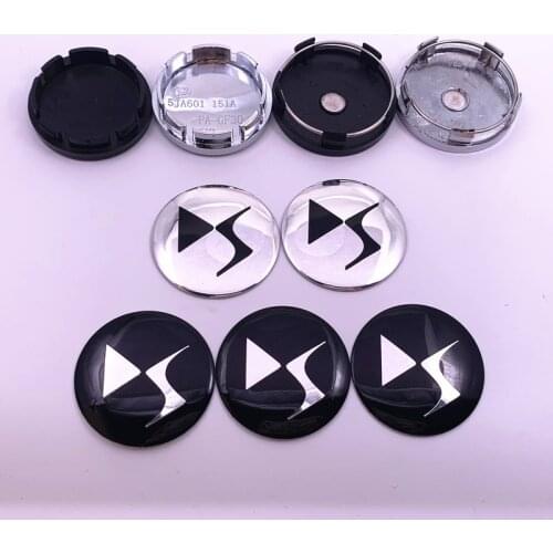 4pcs 56mm 60mm DS logo Car emblem Wheel Center Hub Cap Badge covers Creative sticker for DS DS3 DS5 DS6 Deesse PSA car styling