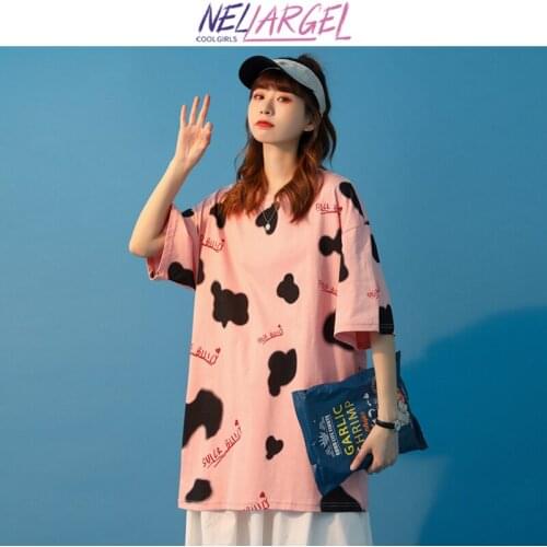 NELLARGEL Women Kawaii Y2k Harajuku T-shirts 2021 Summer Female Oversized Korean Fashion T Shirt Girl Streetwear Vintage Tee 3XL