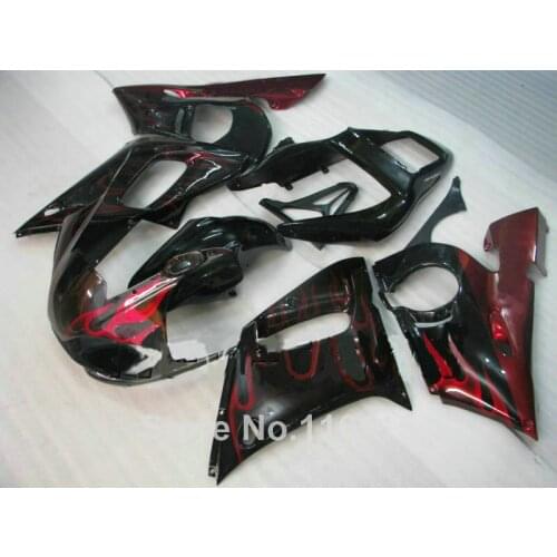 Hot sell fairing kit for YAMAHA R6 1998 1999 2000 2001 2002 R6 red flames in black YZF R6 fairings set 98-01 02 #3235
