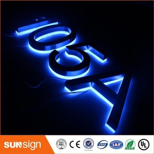 H 25cm Factory Outlet 304 Stainless steel backlit led house number signs