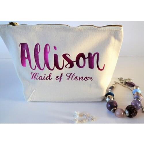 Personalize name wedding Make Up bride tribe Bridesmaid maid of honor Makeup Gift comestic vanity Bags kits pouches party gifts