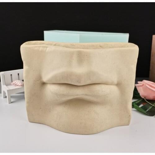 PRZY Creative Mouth Planter Mold Nordic Concrete Flower Pot Cement Planter Mould DIY Silicone Plaster Resin Homeware Craft