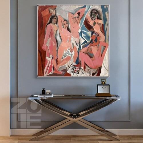 Les Demoiselles d'Avignon, 1907 by Pablo Picasso Canvas Paintings Famous Artwork Reproductions Wall Art Canvas Pictures Cuadros