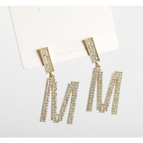 Sweet Girl Earrings Fashion Net Red With The Same Trend Exaggerated Crystal Letter Earrings 2020 New Style Earrings Wholesale