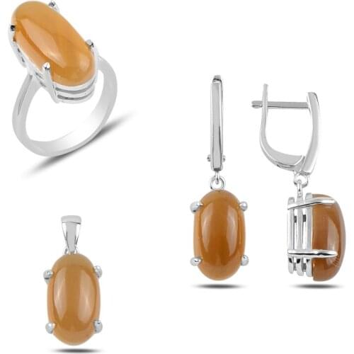 Silver 925 Sterling Natural Solitaire Set