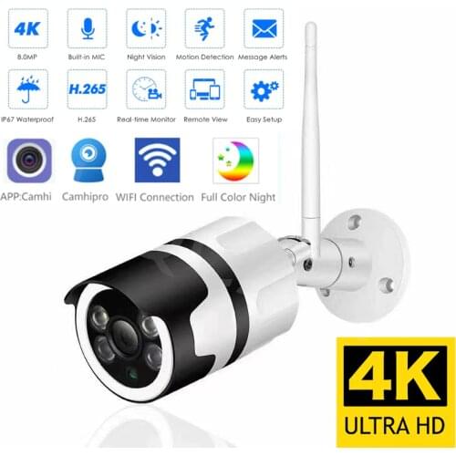 Wifi 8MP 4K IP Camera Outdoor H.265 Onvif Bullet CCTV Array Night Vision IR 5MP POE Video Surveillance Camera Camhi Camhipro